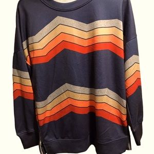 Unisex Zigzag blue & orange sweater size XL